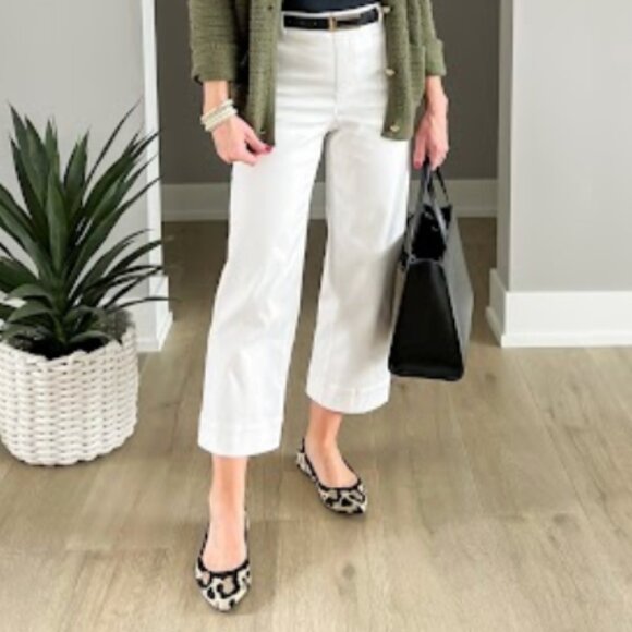 J. Crew White Wide Leg Cropped Jeans Size 31 High Rise Classic Preppy Denim - Picture 1 of 5